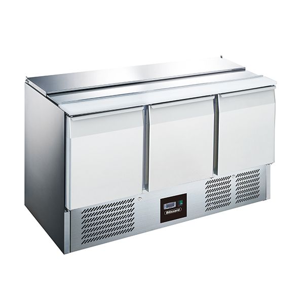 Blizzard 3 Dr Compact Gn Saladette With Cutting Board 368L - BSP3 Saladette Counters Blizzard