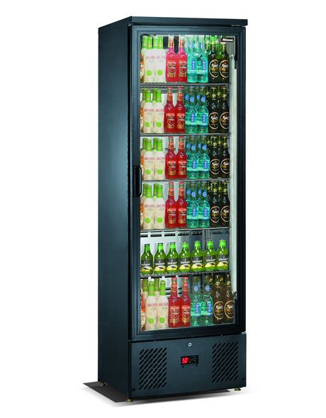 Blizzard Black Upright Bottle Cooler - BAR10 Upright Single Glass Door Chillers Blizzard