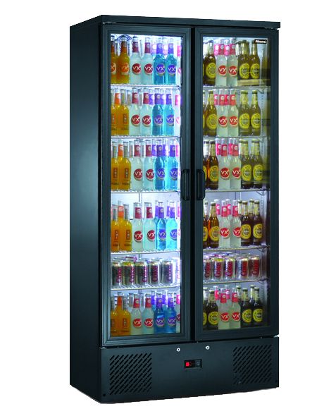 Blizzard Black Upright Bottle Cooler - BAR20 Upright Double Glass Door Chillers Blizzard