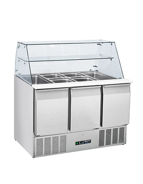 Blizzard Compact Gastronorm Prep Station with Display - BPD3-ECO Refrigerated Counters - Triple Door Blizzard