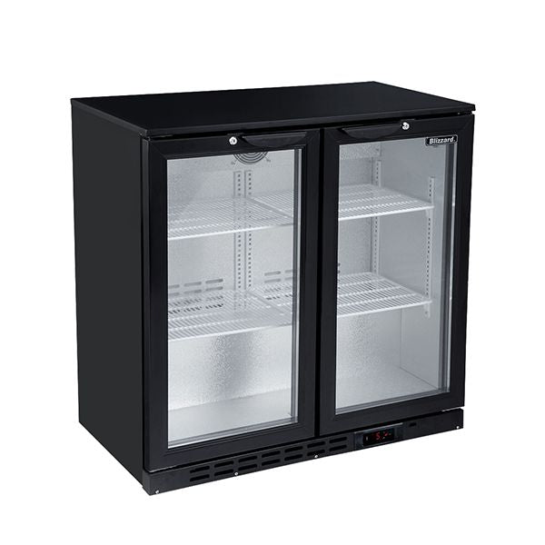Blizzard Double Door Low Height Bar Bottle Cooler (168 Btl) - LOWBAR2 Double Door Bottle Coolers Blizzard