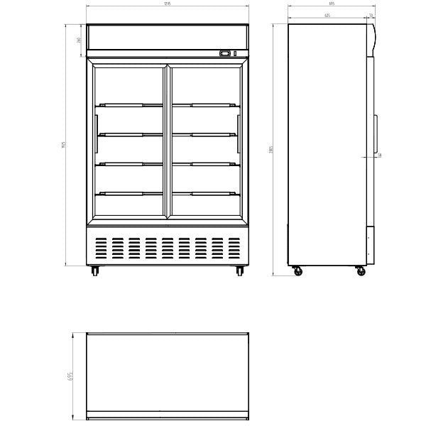 Blizzard Double Glass Sliding Door Merchandiser 908L - GD900SL Upright Double Glass Door Chillers Blizzard
