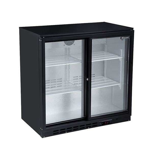 Blizzard Double Sliding Door Low Height Bar Bottle Cooler - LOWBAR2SL Double Door Bottle Coolers Blizzard