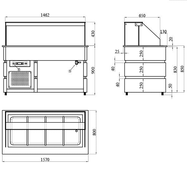 Blizzard Flat Glass Display Counter 4X GN1/1 - BCD1570 Standard Serve Over Counters Blizzard