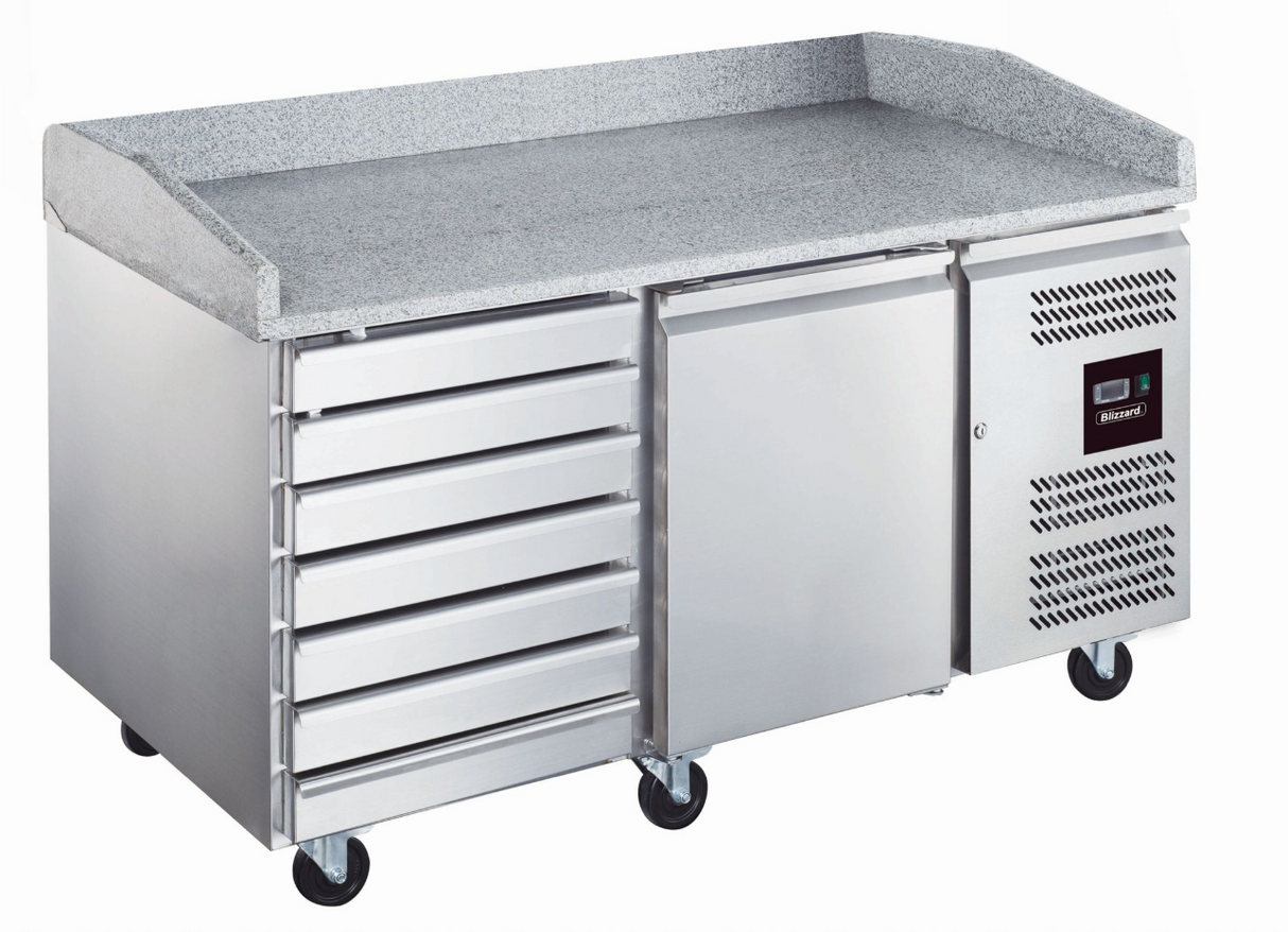 Blizzard Pizza Prep Counters with 7x Neutral Drawers - BPB1500-7N Pizza Prep Counters - 2 Door Blizzard