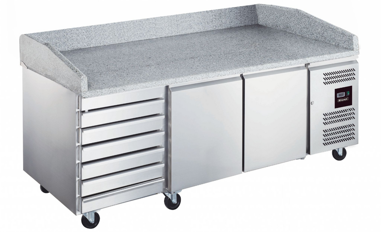 Blizzard Pizza Prep Counters with 7x Neutral Drawers - BPB2000-7N Pizza Prep Counters - 3 Door Blizzard