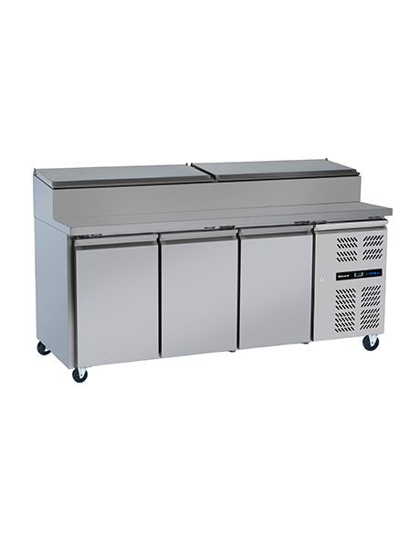 Blizzard Refrigerated 1/1 GN Counter - HBC3EN Pizza Prep Counters - 3 Door Blizzard