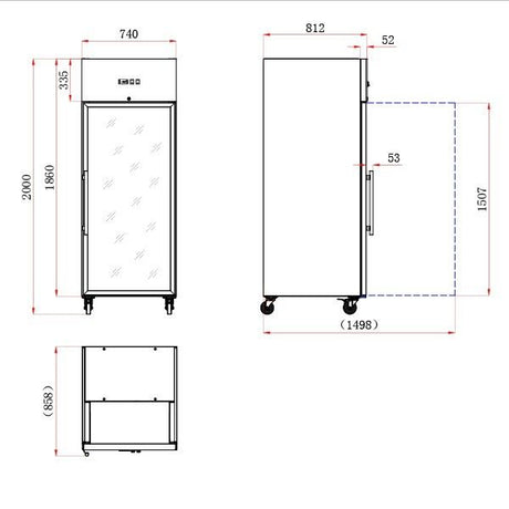 Blizzard Single Glass Door Ventilated GN Refrigerator 650L - BR1SSCR Refrigeration Uprights - Single Door Blizzard   