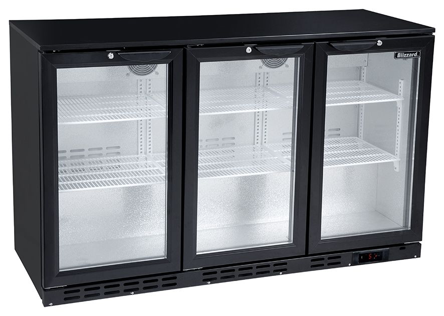 Blizzard Standard Black Bar Bottle Coolers - BAR3 Triple Door Bottle Coolers Blizzard