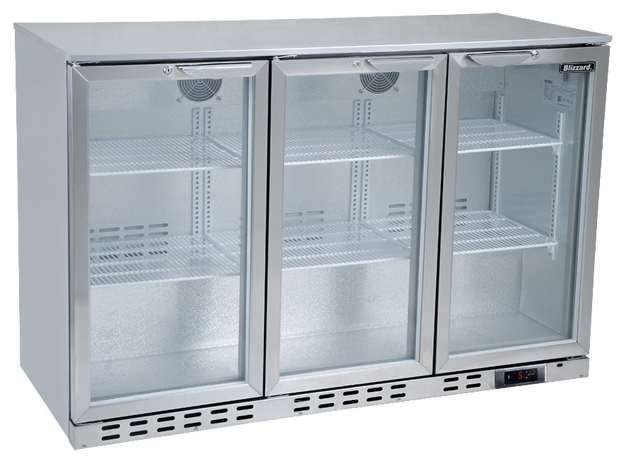 Blizzard Standard Stainless Steel Bar Bottle Coolers - BAR3SS Triple Door Bottle Coolers Blizzard