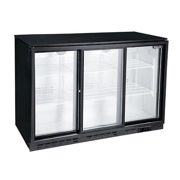 Blizzard Triple Sliding Door Low Height Bar Bottle Cooler - LOWBAR3SL Triple Door Bottle Coolers Blizzard