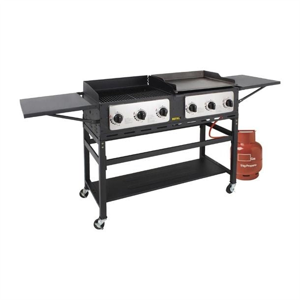 Buffalo 6 Burner Combi BBQ Grill and Griddle - CP240 BBQ's & Outdoor Cooking Buffalo