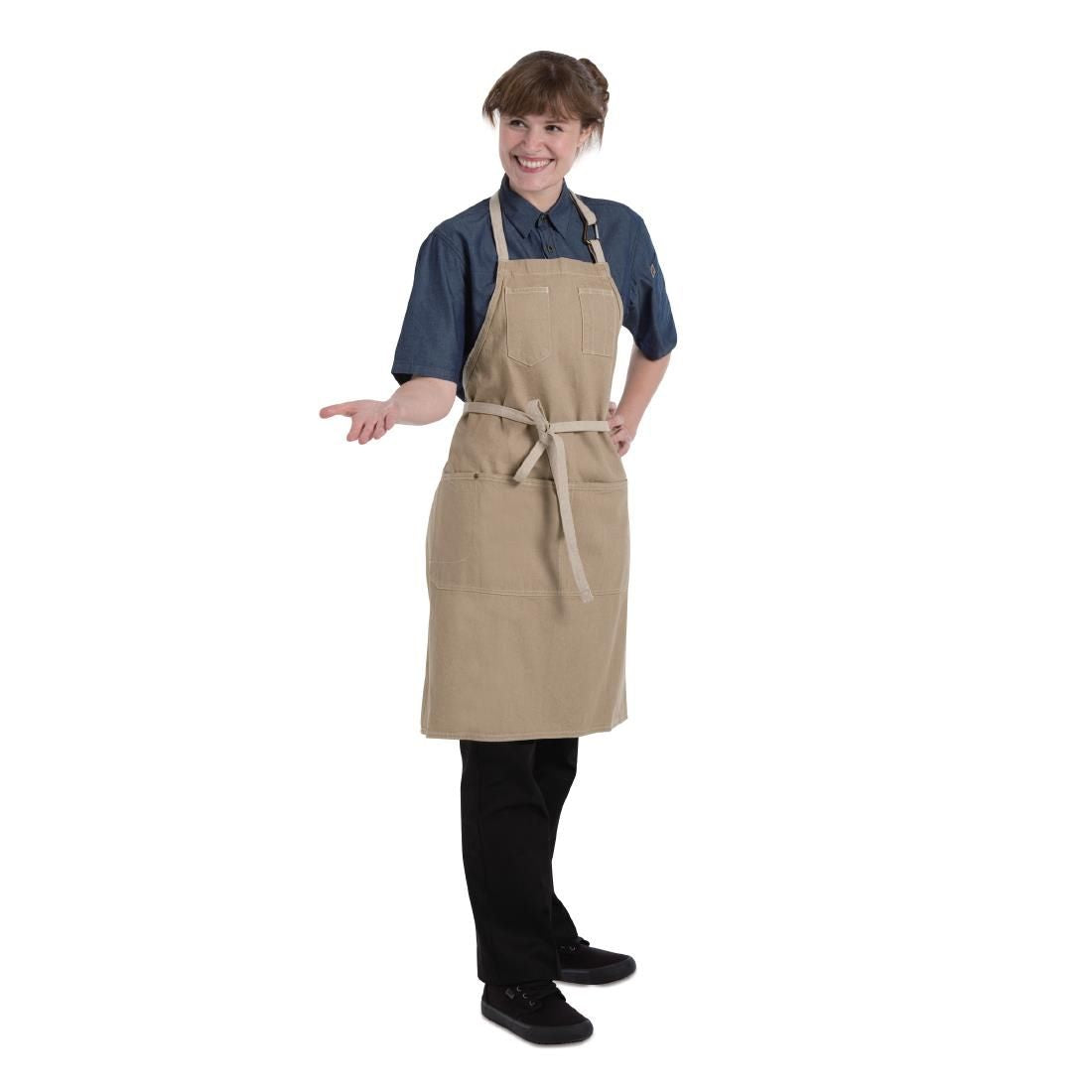 Chef Works Urban Austin Denim Bib Apron Natural - BB007 Aprons Chef Works Urban