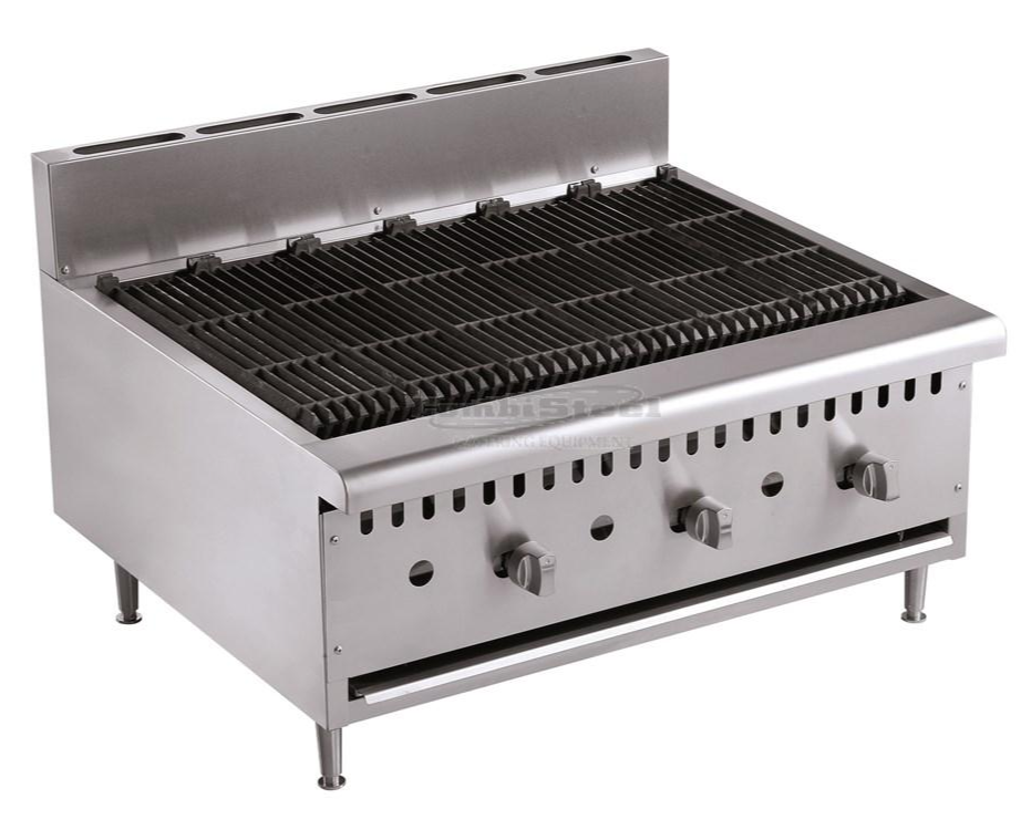 Combisteel 3 Burner Gas Lava Rock Char Grill 915mm - 7455.0905 Charcoal Grills Combisteel