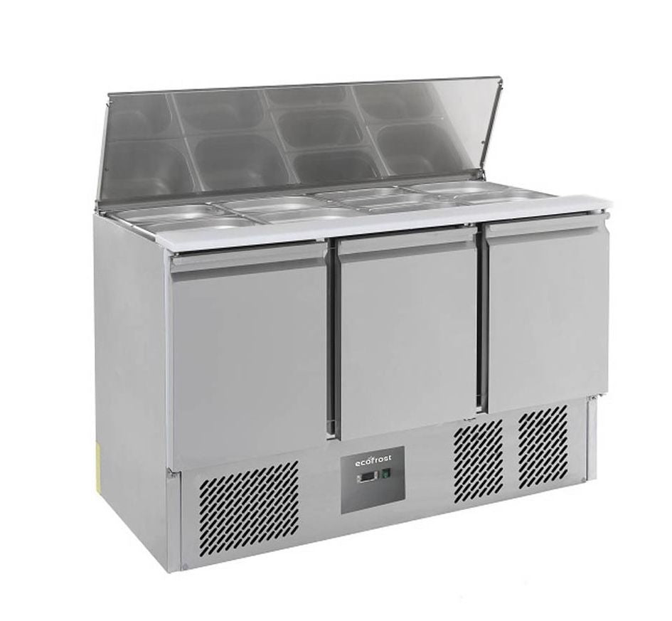 Combisteel Ecofrost 3 Door Stainless Steel Saladette Fridge 368Ltr - 7950.5055 Pizza Prep Counters - 3 Door Combisteel