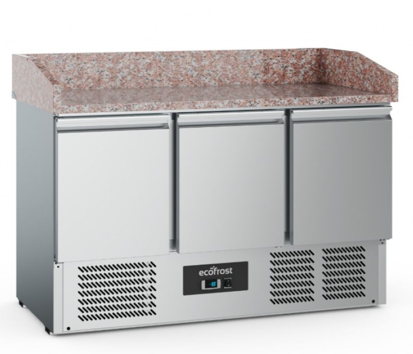 Combisteel Ecofrost 3 Door Refrigerated Pizza Prep Counter 368 Litre Marble Top - 7950.5100 Pizza Prep Counters - 3 Door Combisteel