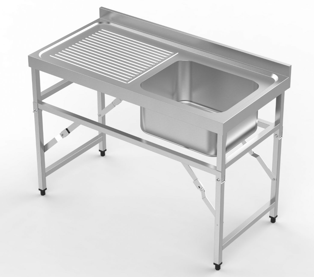 Combisteel Fold Down Mobile Stainless Steel Single Bowl Sink - 7490.0275 Single Bowl Sinks Combisteel