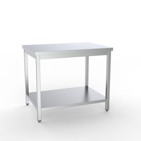 Combisteel Full 430 Stainless Steel 600 Line Worktable With Shelf 1400mm Wide - 7333.0068 Stainless Steel Centre Tables Combisteel   