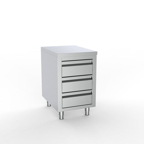 Combisteel Full 430 Stainless Steel Worktable Unit With 3 Drawers 500mm Wide - 7333.0280 Stainless Steel Worktops With Cupboards Combisteel   