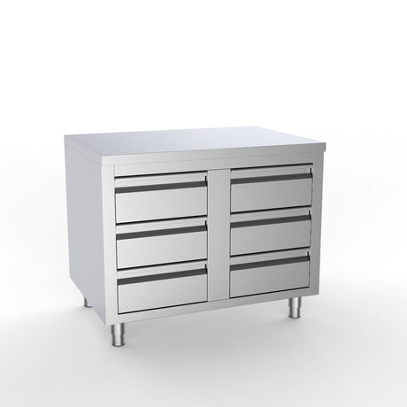 Combisteel Full 430 Stainless Steel Worktable Unit With 6 Drawers 1000mm Wide - 7333.0284 Stainless Steel Worktops With Cupboards Combisteel   