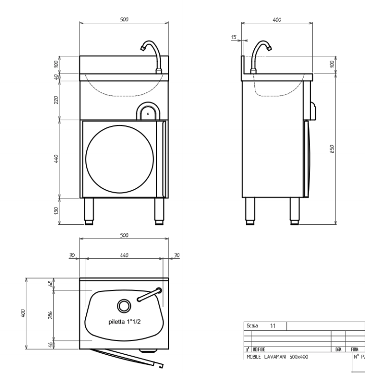 Combisteel Knee Operated Sink With Pedestal Cupboard - 7013.0780 Hand Wash Sinks Combisteel