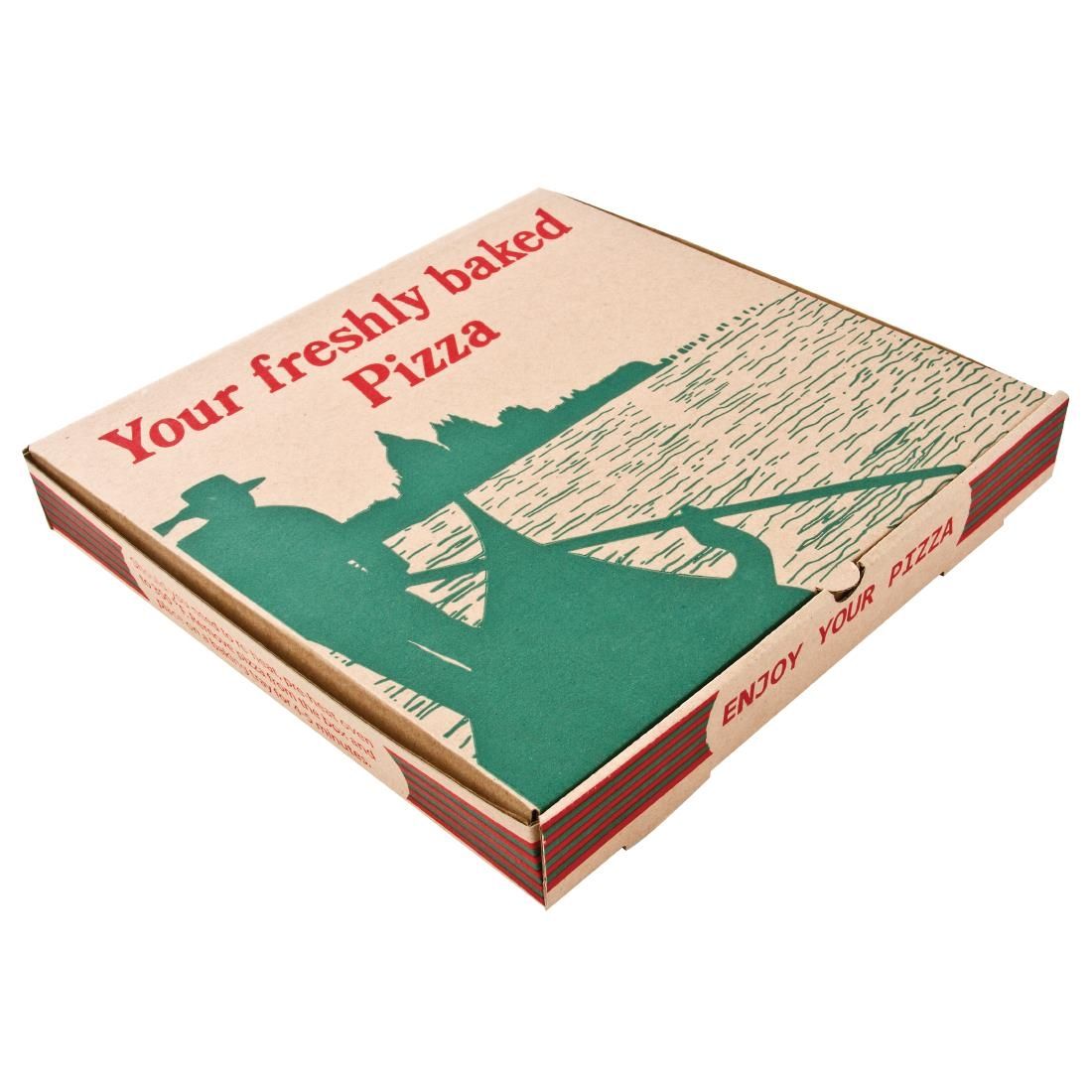 Compostable Printed Pizza Boxes 12" (Pack of 100) - GG998 Takeaway Food Containers Non Branded