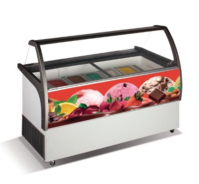 Crystal Venus Elegante 8 Pan Ice Cream Display Counter VenusEle36 - CK644 Ice Cream Display Freezers Crystal