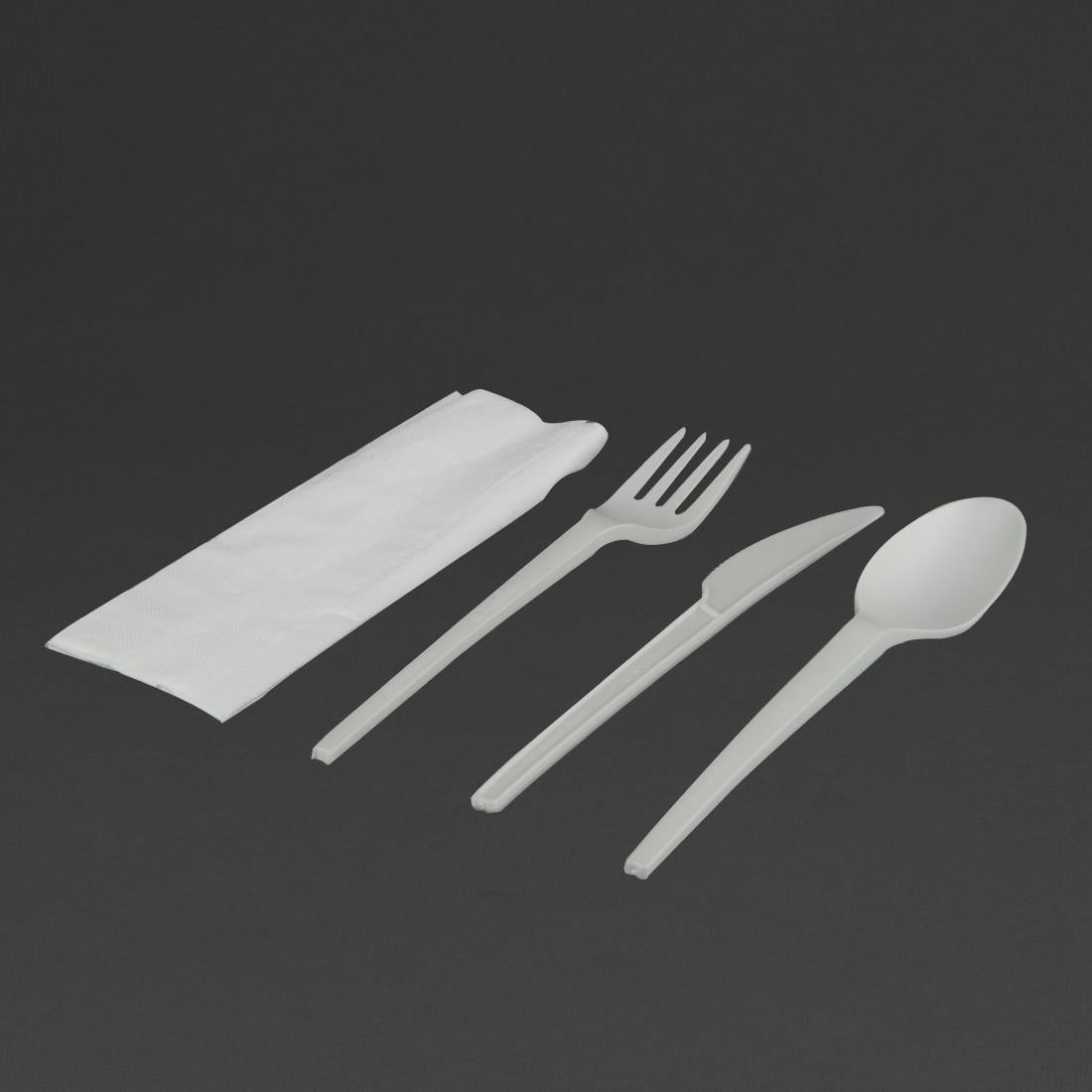 Vegware Individually Wrapped Compostable Cutlery Sets (Pack of 250) - DE932 Disposable Cutlery Vegware