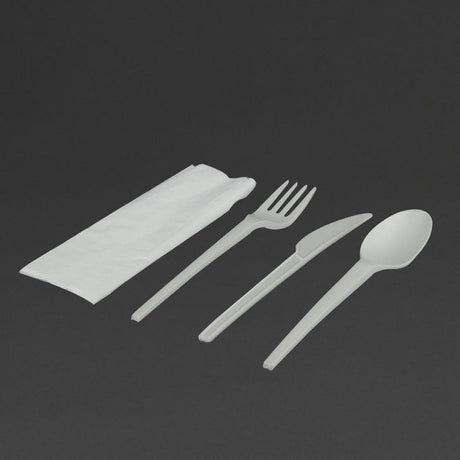 Vegware Individually Wrapped Compostable Cutlery Sets (Pack of 250) - DE932 Disposable Cutlery Vegware   