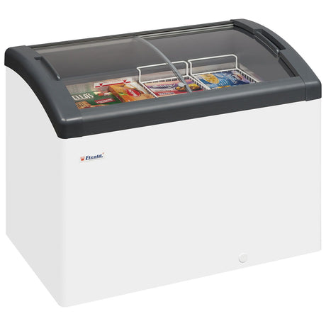 Elcold Sliding Curved Glass Lid Chest Freezer - FOCUS 106 GREY Display Chest Freezers Elcold