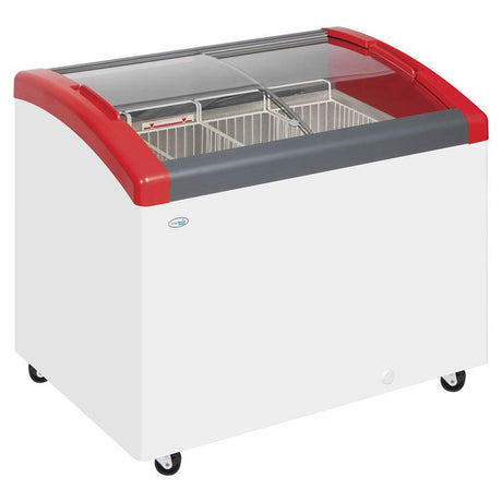 Elcold Sliding Curved Glass Lid Chest Freezer - FOCUS 106 GREY Display Chest Freezers Elcold