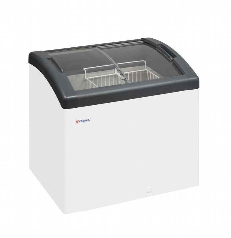 Elcold Sliding Curved Glass Lid Chest Freezer White Curved Lid - FOCUS 73 GREY Display Chest Freezers Elcold