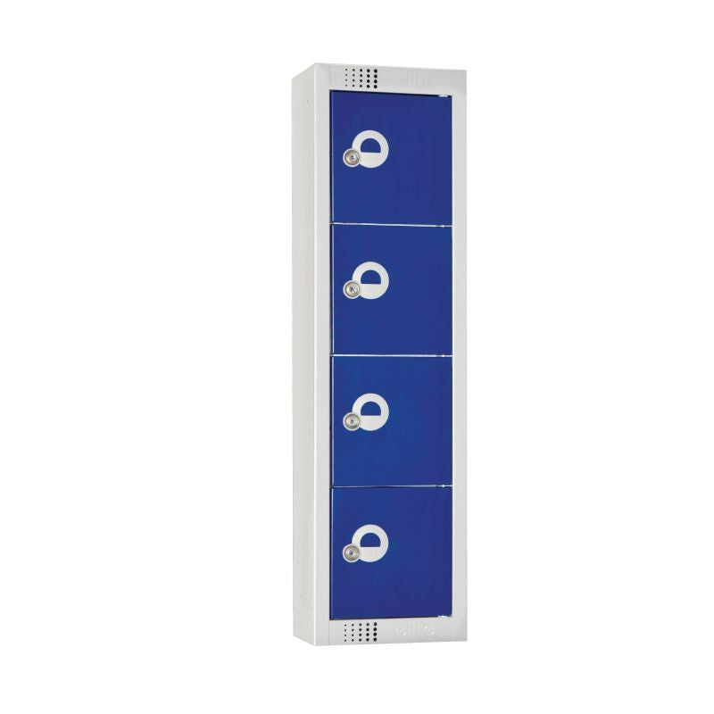 Elite Personal Effects Locker 4 Door Blue Camlock - CF751-CF Lockers and Key Cabinets Elite Lockers Limited