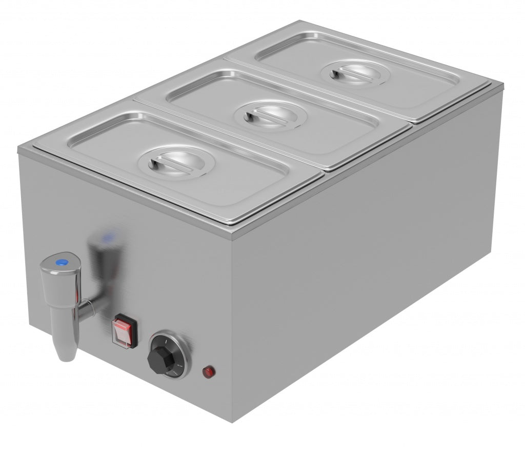 Empire Electric Wet Well Bain Marie with Drain Tap and 3 x 1/3 GN Pans & Lids - EMP-BM3P Bain Maries Empire