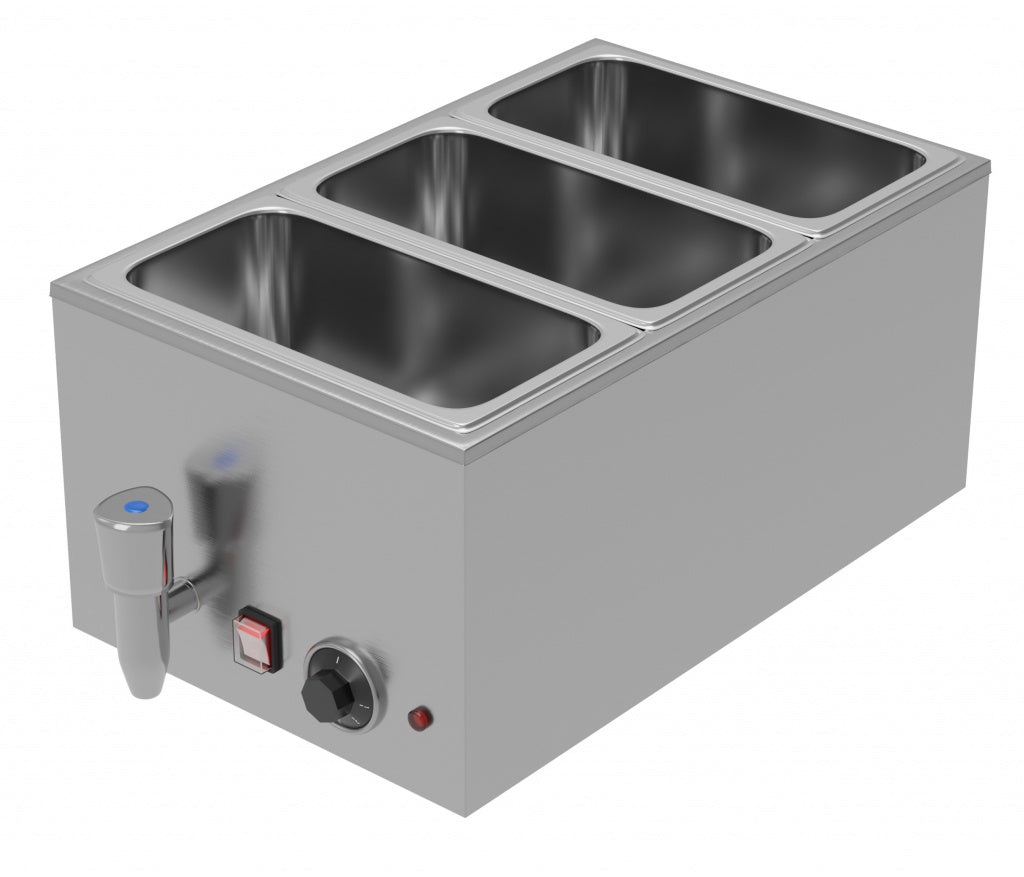 Empire Electric Wet Well Bain Marie with Drain Tap and 3 x 1/3 GN Pans & Lids - EMP-BM3P Bain Maries Empire   