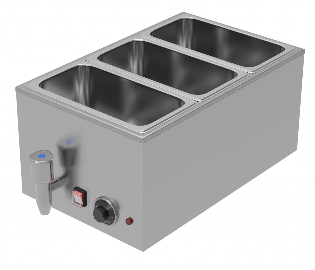 Empire Electric Wet Well Bain Marie with Drain Tap and 3 x 1/3 GN Pans & Lids - EMP-BM3P Bain Maries Empire