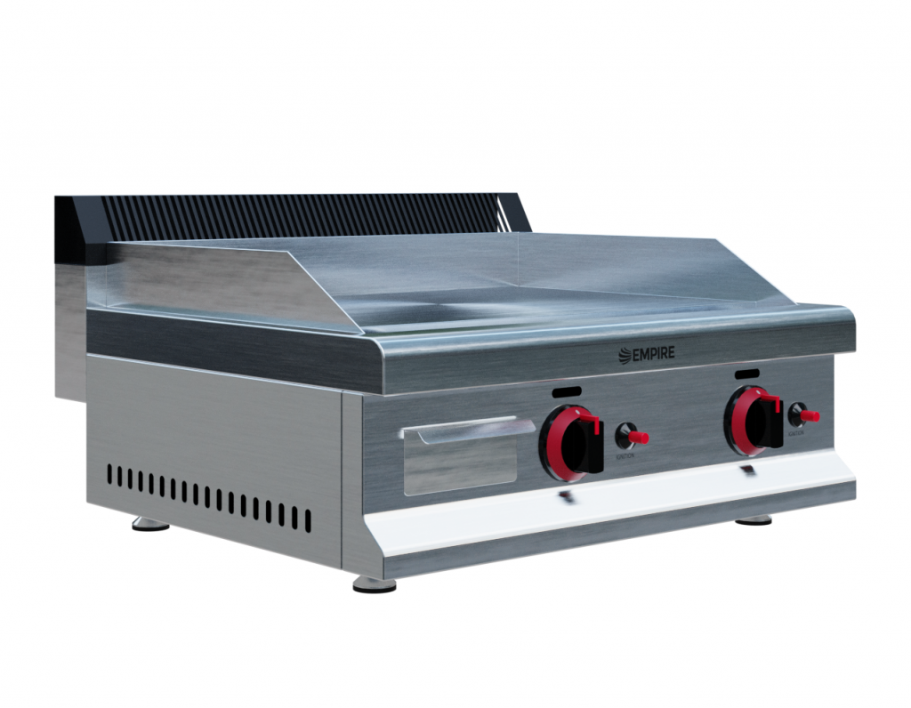 Empire 2 Burner Gas Griddle Smooth Chrome – 650mm LPG & Nat Gas 5.6kW Commercial - EMP-GD650-CHROME Gas Griddles Empire
