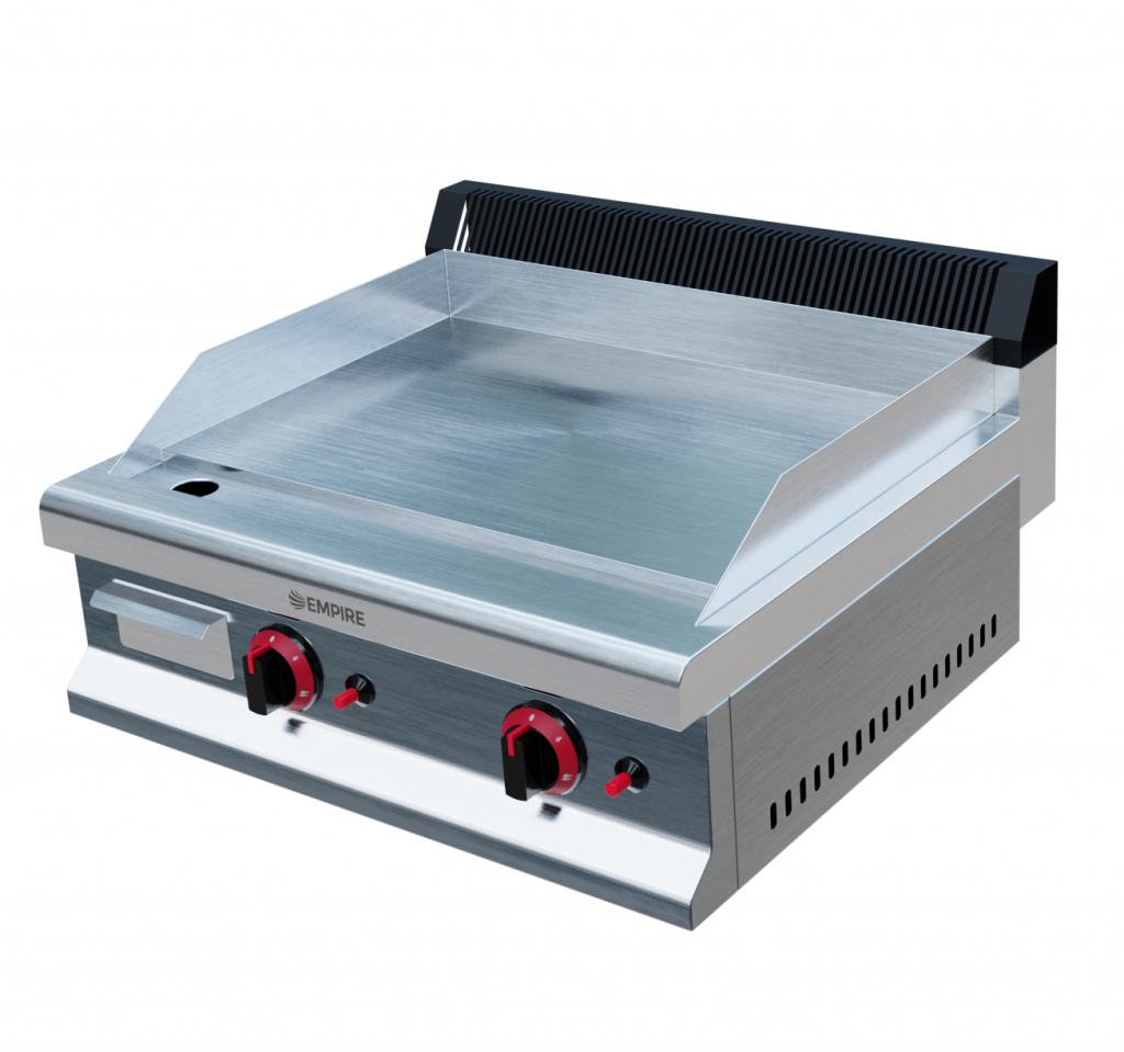 Empire 2 Burner Gas Griddle Smooth Chrome – 650mm LPG & Nat Gas 5.6kW Commercial - EMP-GD650-CHROME Gas Griddles Empire