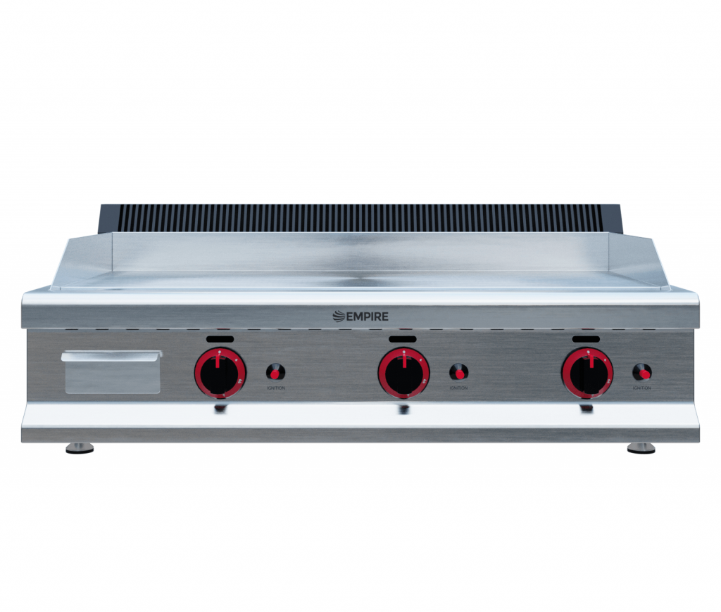 Empire 3 Burner Gas Griddle Smooth Chrome – 950mm LPG & Nat Gas 8.4kW Commercial - EMP-GD950-CHROME Gas Griddles Empire