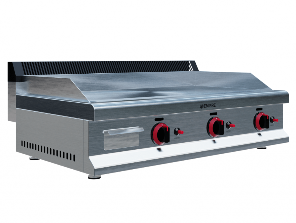 Empire 3 Burner Gas Griddle Smooth Chrome – 950mm LPG & Nat Gas 8.4kW Commercial - EMP-GD950-CHROME Gas Griddles Empire
