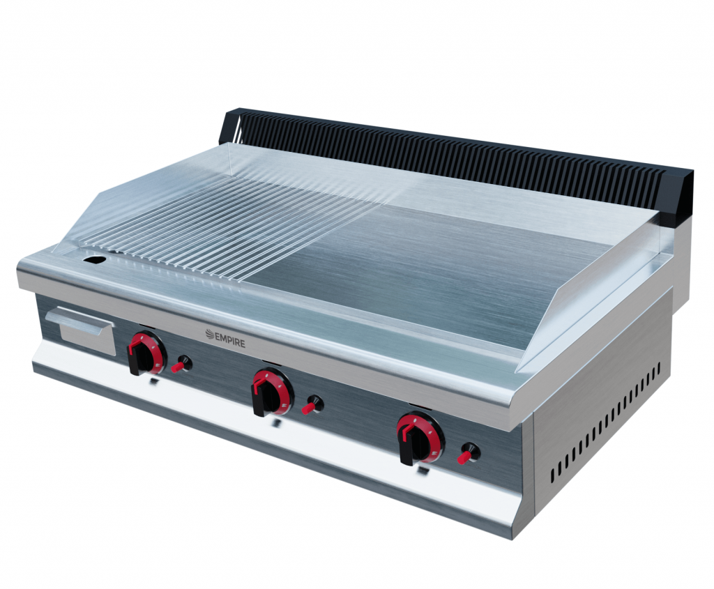 Empire 3 Burner Gas Griddle Smooth/Ribbed – 950mm LPG & Nat Gas 8.4kW - EMP-GD950-RIB Gas Griddles Empire