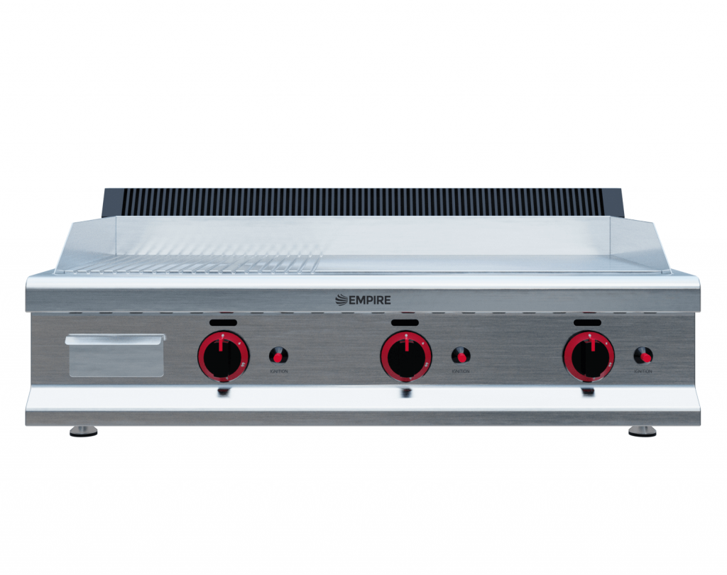 Empire 3 Burner Gas Griddle Smooth/Ribbed – 950mm LPG & Nat Gas 8.4kW - EMP-GD950-RIB Gas Griddles Empire