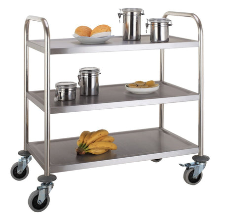 Empire 3 Tier Large Stainless Steel Trolley - EMP-SST3B Stainless Steel Dining Trolley Empire   