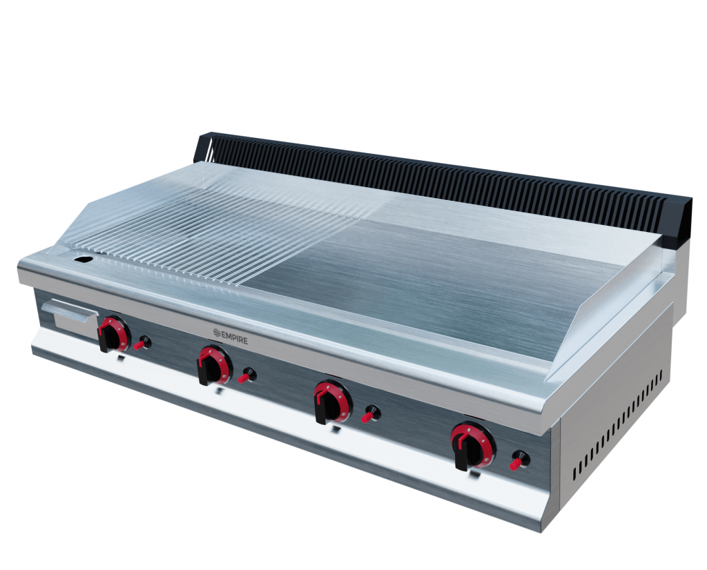 Empire 4 Burner Gas Griddle Smooth/Ribbed – 1150mm LPG & Nat Gas 11.2kW - EMP-GD1150-RIB Gas Griddles Empire