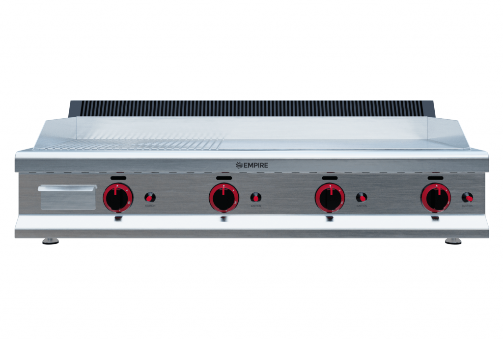 Empire 4 Burner Gas Griddle Smooth/Ribbed – 1150mm LPG & Nat Gas 11.2kW - EMP-GD1150-RIB Gas Griddles Empire