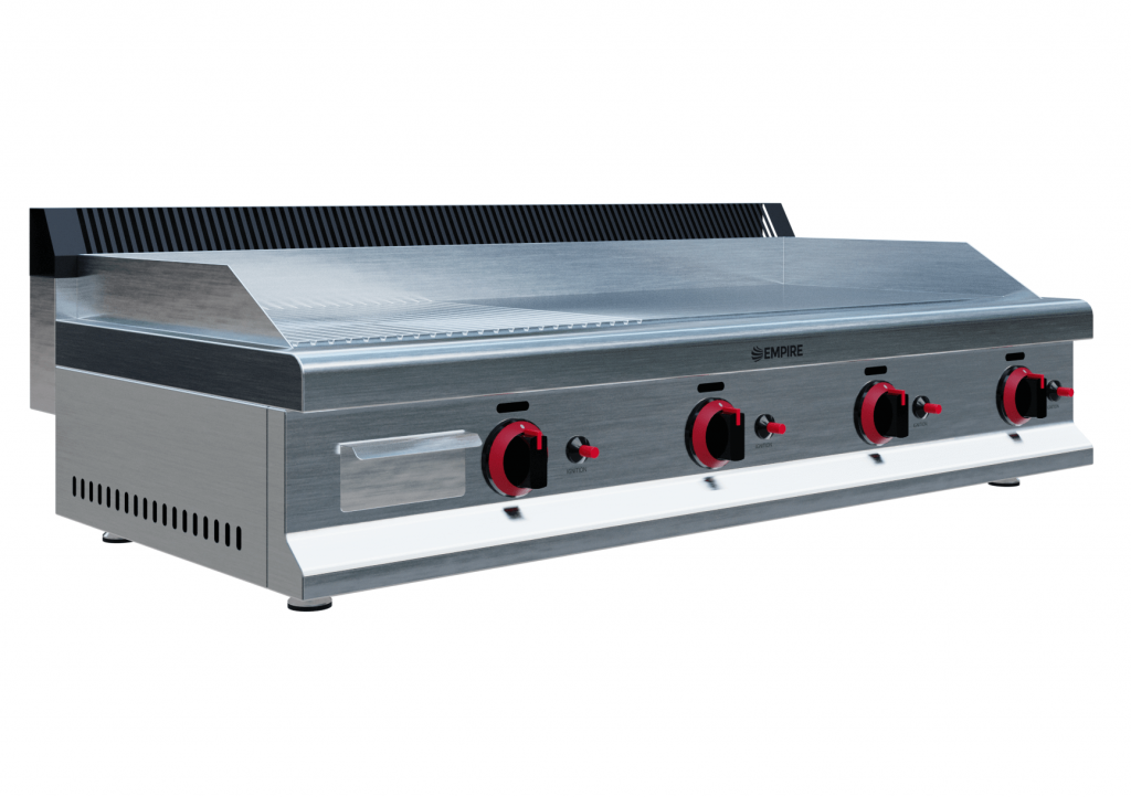 Empire 4 Burner Gas Griddle Smooth/Ribbed – 1150mm LPG & Nat Gas 11.2kW - EMP-GD1150-RIB Gas Griddles Empire