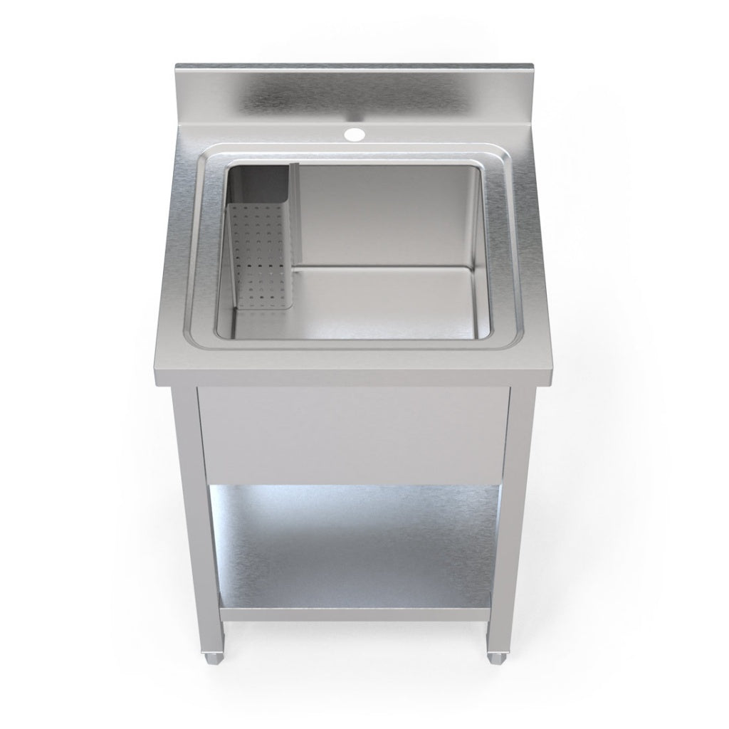 Empire Stainless Steel Commercial Sink Unit – Single Bowl with Undershelf & Splashback 600mm Wide | 600SINK Single Bowl Sinks Empire