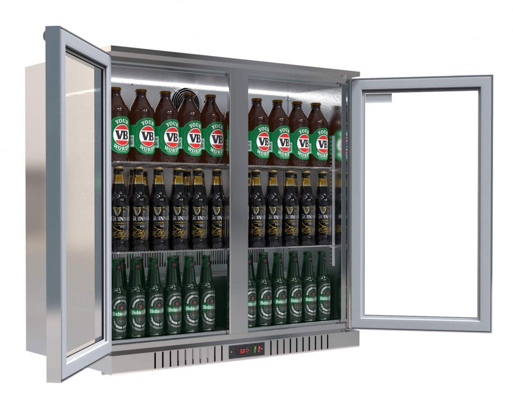 Empire Double Door 208L Stainless Steel Bottle Cooler – Hinged Door Commercial Back Bar Fridge | CL-210H-S Double Door Bottle Coolers Empire