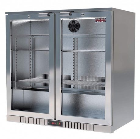 Empire Double Door 208L Stainless Steel Bottle Cooler – Hinged Door Commercial Back Bar Fridge | CL-210H-S Double Door Bottle Coolers Empire