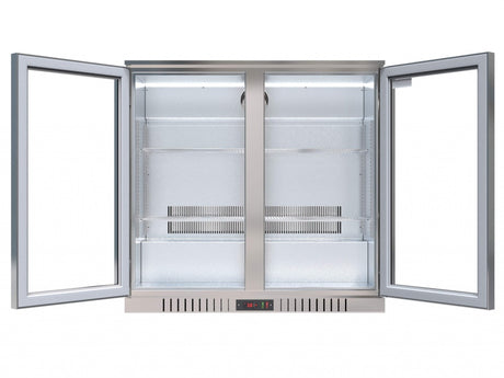Empire Double Door 208L Stainless Steel Bottle Cooler – Hinged Door Commercial Back Bar Fridge | CL-210H-S Double Door Bottle Coolers Empire